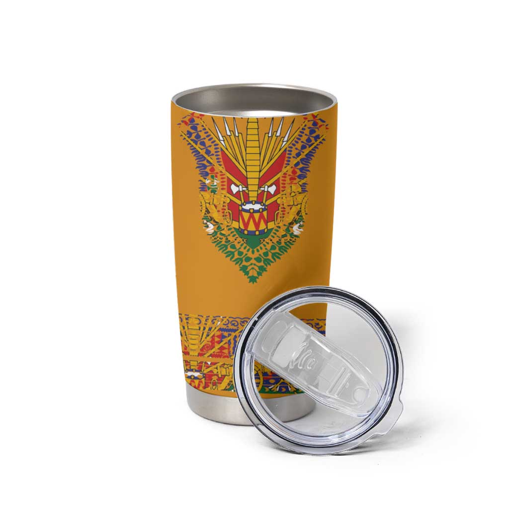 Haiti Flag Traditional Dashiki Tumbler Cup Yellow Color