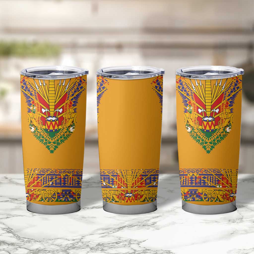 Haiti Flag Traditional Dashiki Tumbler Cup Yellow Color