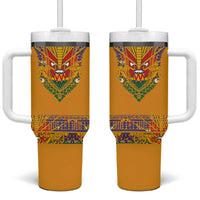 Haiti Flag Traditional Dashiki Tumbler With Handle Yellow Color