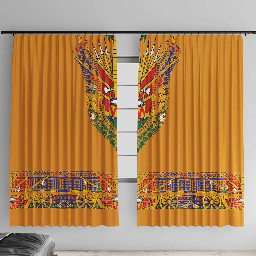 Haiti Flag Traditional Dashiki Window Curtain Yellow Color