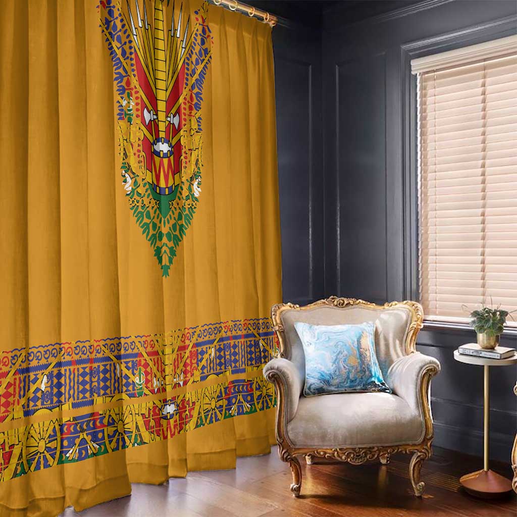 Haiti Flag Traditional Dashiki Window Curtain Yellow Color