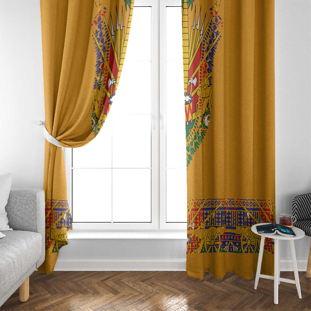 Haiti Flag Traditional Dashiki Window Curtain Yellow Color