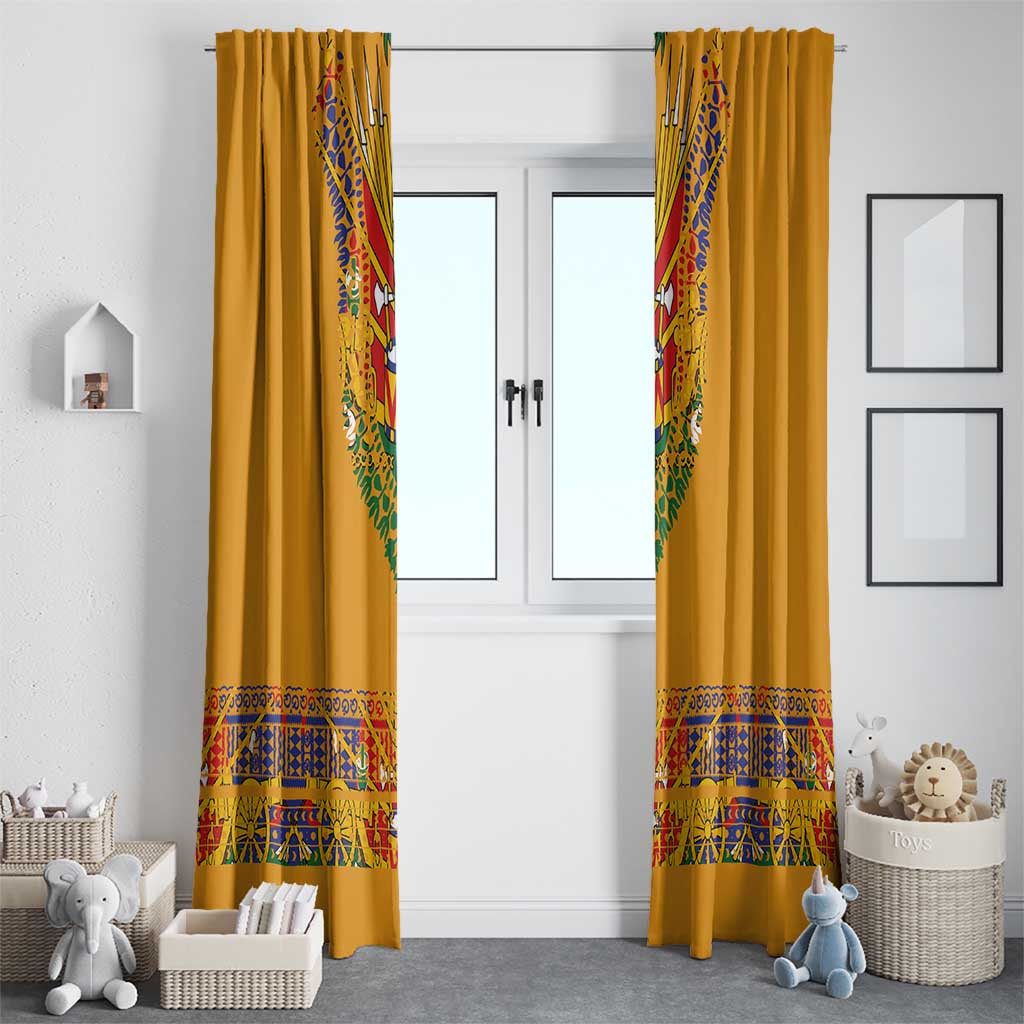 Haiti Flag Traditional Dashiki Window Curtain Yellow Color