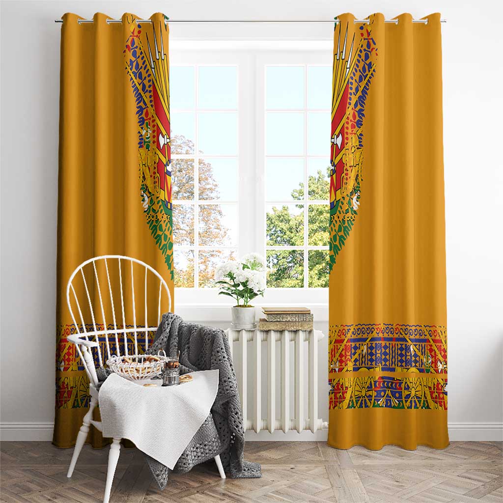 Haiti Flag Traditional Dashiki Window Curtain Yellow Color