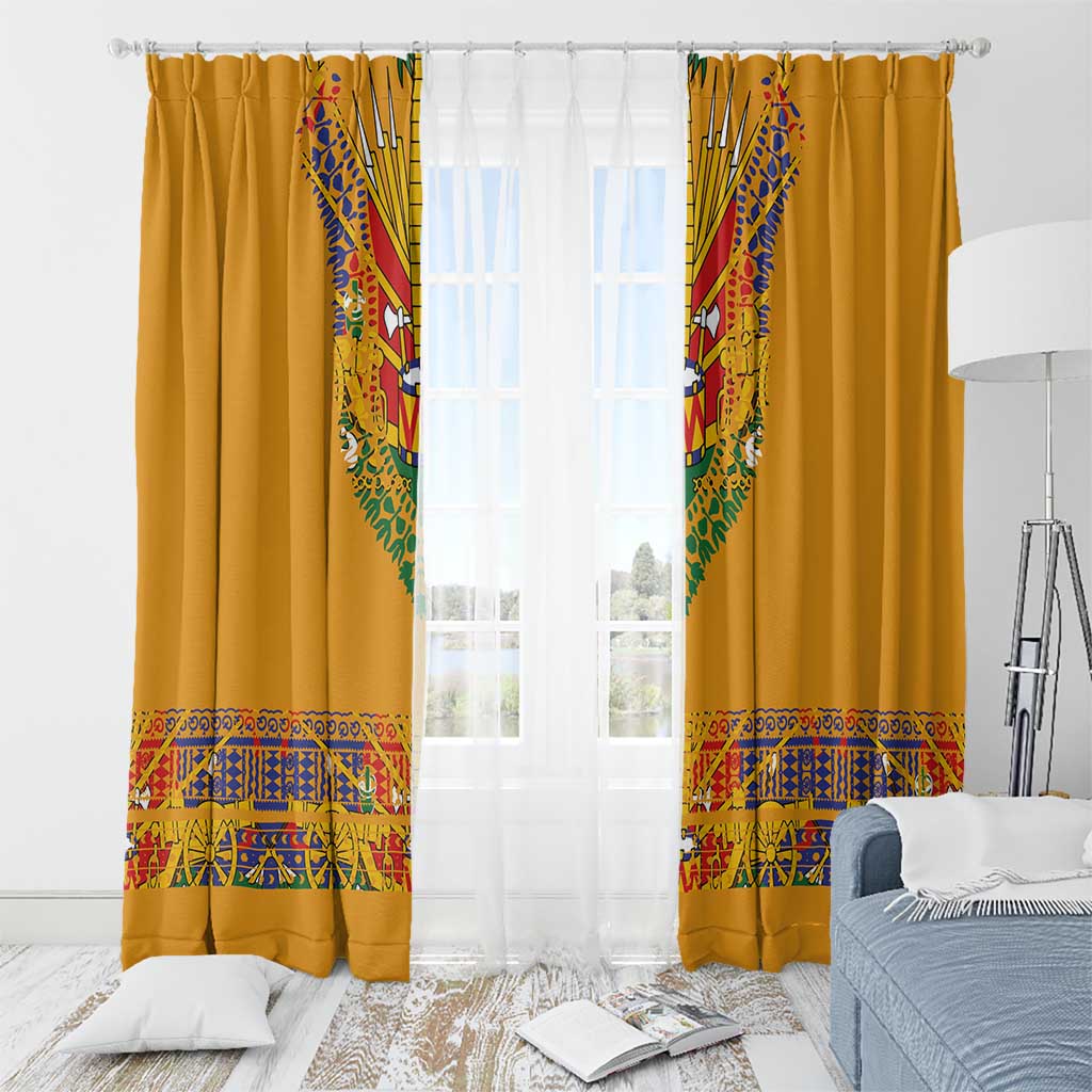Haiti Flag Traditional Dashiki Window Curtain Yellow Color