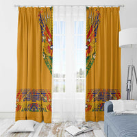Haiti Flag Traditional Dashiki Window Curtain Yellow Color