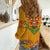 Haiti Flag Traditional Dashiki Women Casual Shirt Yellow Color