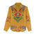 Haiti Flag Traditional Dashiki Women Casual Shirt Yellow Color