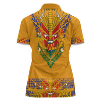 Haiti Flag Traditional Dashiki Women Polo Shirt Yellow Color