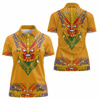 Haiti Flag Traditional Dashiki Women Polo Shirt Yellow Color