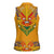 Haiti Flag Traditional Dashiki Women Sleeveless Polo Shirt Yellow Color