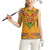 Haiti Flag Traditional Dashiki Women Sleeveless Polo Shirt Yellow Color