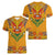 Haiti Flag Traditional Dashiki Women V-Neck T-Shirt Yellow Color
