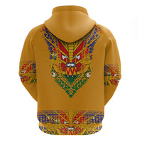 Haiti Flag Traditional Dashiki Zip Hoodie Yellow Color