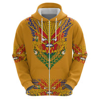 Haiti Flag Traditional Dashiki Zip Hoodie Yellow Color