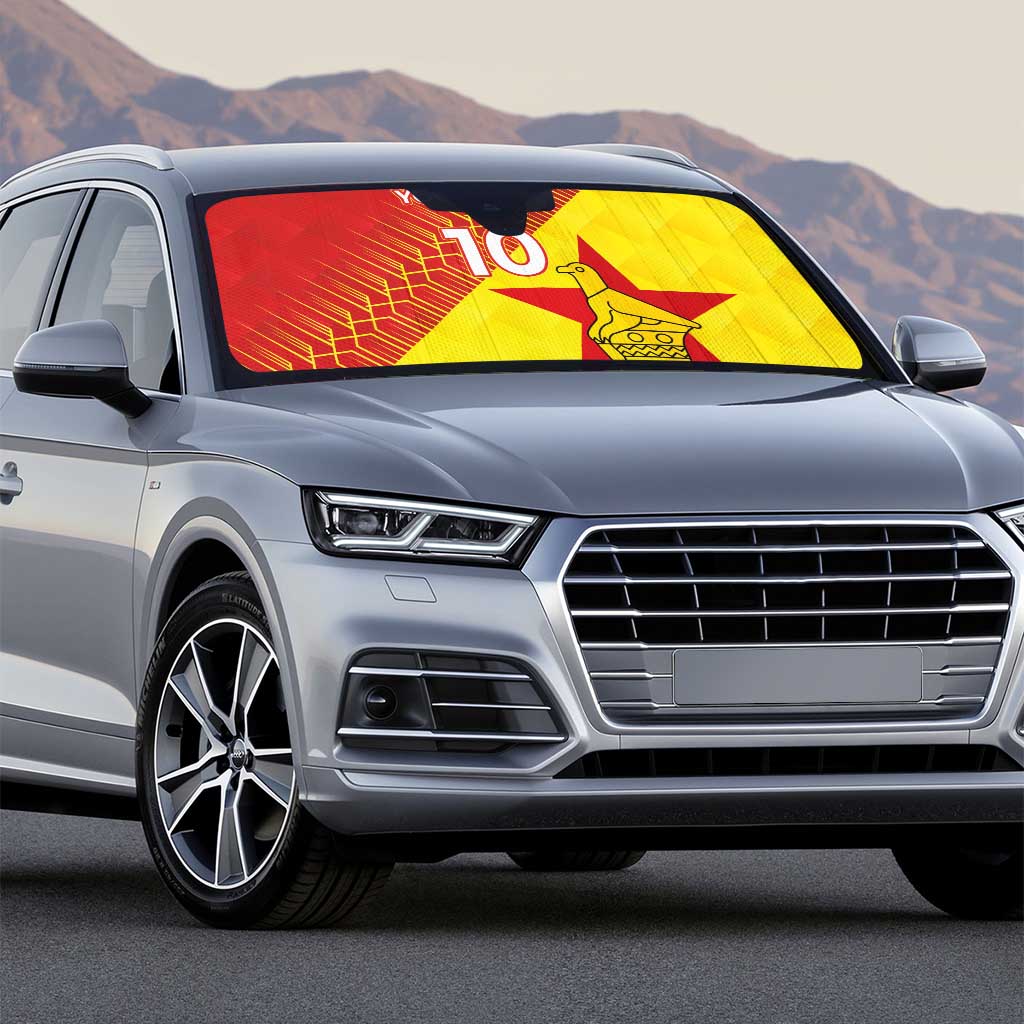 Custom Zimbabwe Cricket Auto Sun Shade Flame Warriors Zimbabwe Spirit - Wonder Print Shop