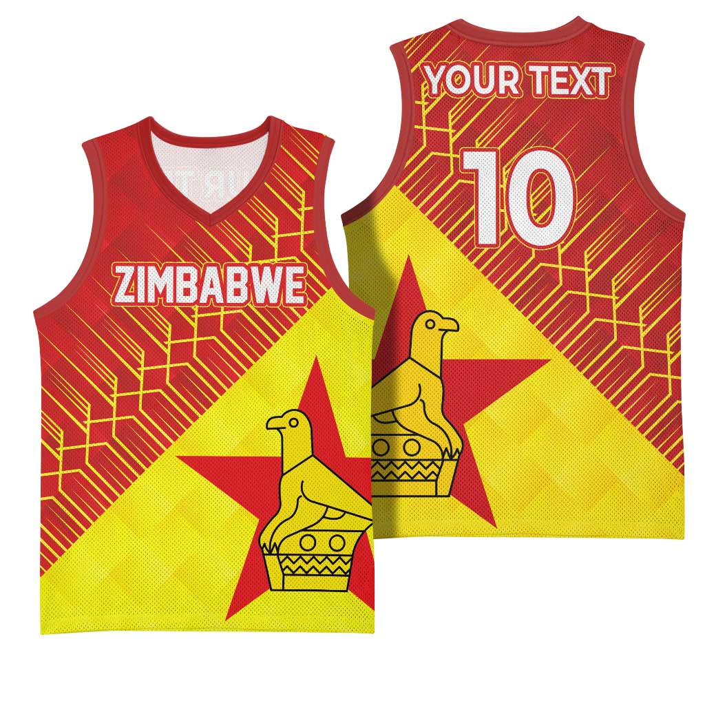 Custom Zimbabwe Cricket Basketball Jersey Flame Warriors Zimbabwe Spirit - Wonder Print Shop