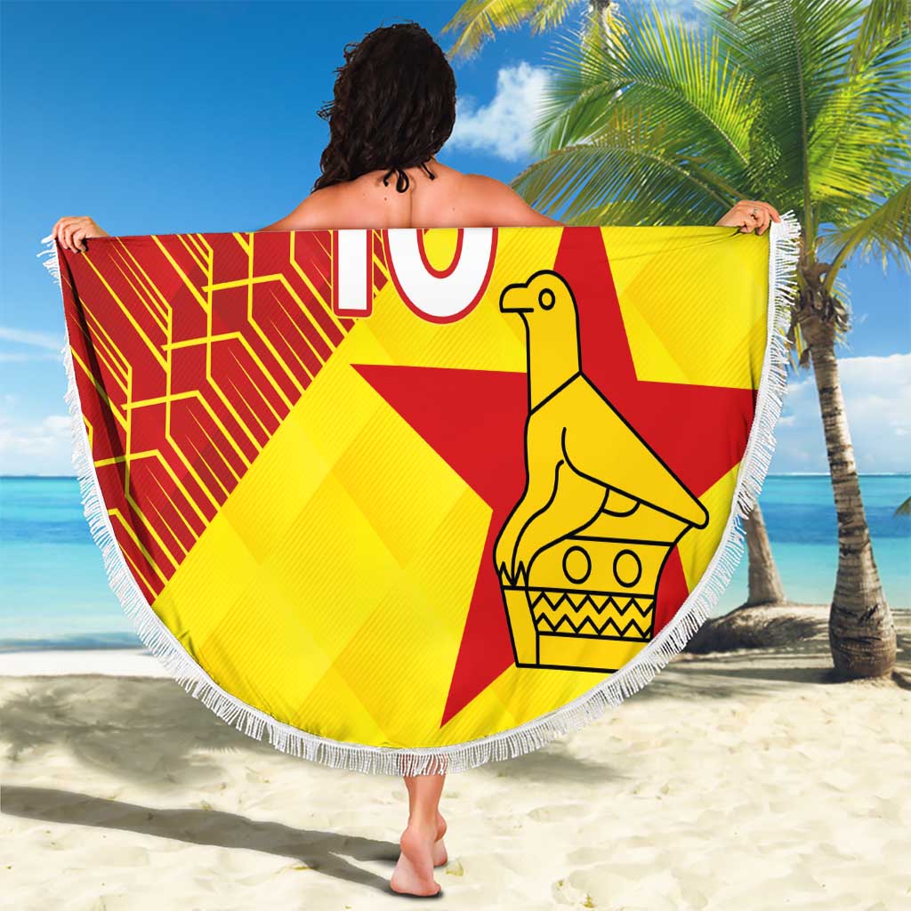 Custom Zimbabwe Cricket Beach Blanket Flame Warriors Zimbabwe Spirit - Wonder Print Shop