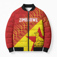Custom Zimbabwe Cricket Bomber Puffer Jacket Flame Warriors Zimbabwe Spirit - Wonder Print Shop