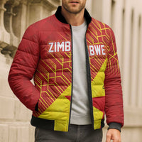 Custom Zimbabwe Cricket Bomber Puffer Jacket Flame Warriors Zimbabwe Spirit - Wonder Print Shop