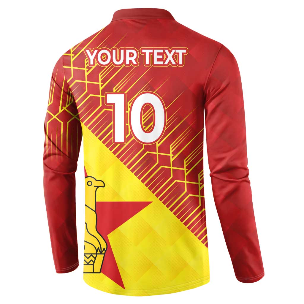 Custom Zimbabwe Cricket Button Sweatshirt Flame Warriors Zimbabwe Spirit - Wonder Print Shop