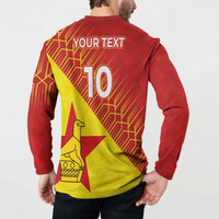 Custom Zimbabwe Cricket Button Sweatshirt Flame Warriors Zimbabwe Spirit - Wonder Print Shop