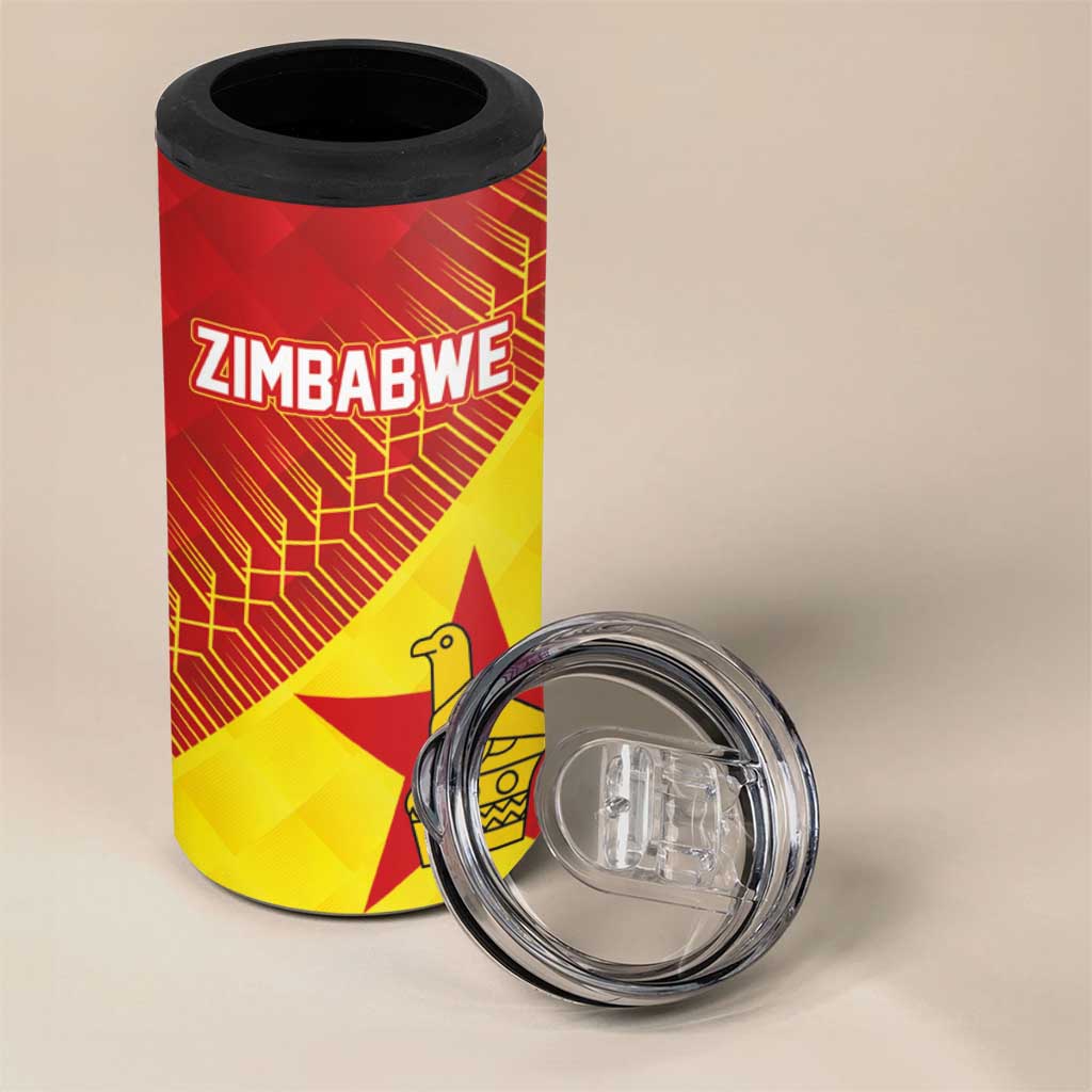 Custom Zimbabwe Cricket 4 in 1 Can Cooler Tumbler Flame Warriors Zimbabwe Spirit - Wonder Print Shop