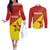 Custom Zimbabwe Cricket Couples Matching Off The Shoulder Long Sleeve Dress and Long Sleeve Button Shirt Flame Warriors Zimbabwe Spirit - Wonder Print Shop