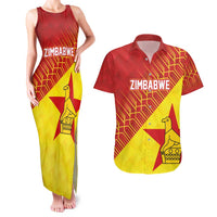 Custom Zimbabwe Cricket Couples Matching Tank Maxi Dress and Hawaiian Shirt Flame Warriors Zimbabwe Spirit - Wonder Print Shop
