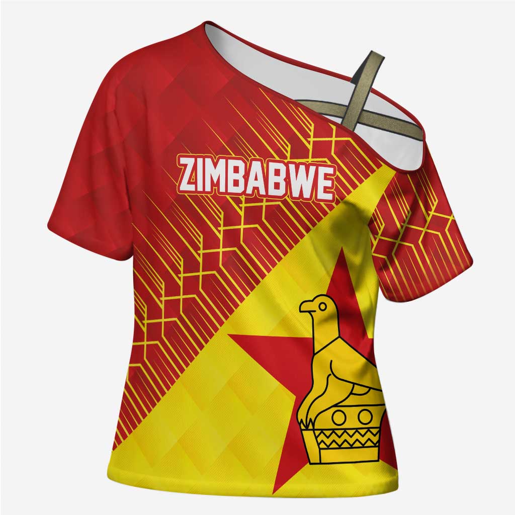 Custom Zimbabwe Cricket Cross Shoulder Shirt Flame Warriors Zimbabwe Spirit - Wonder Print Shop