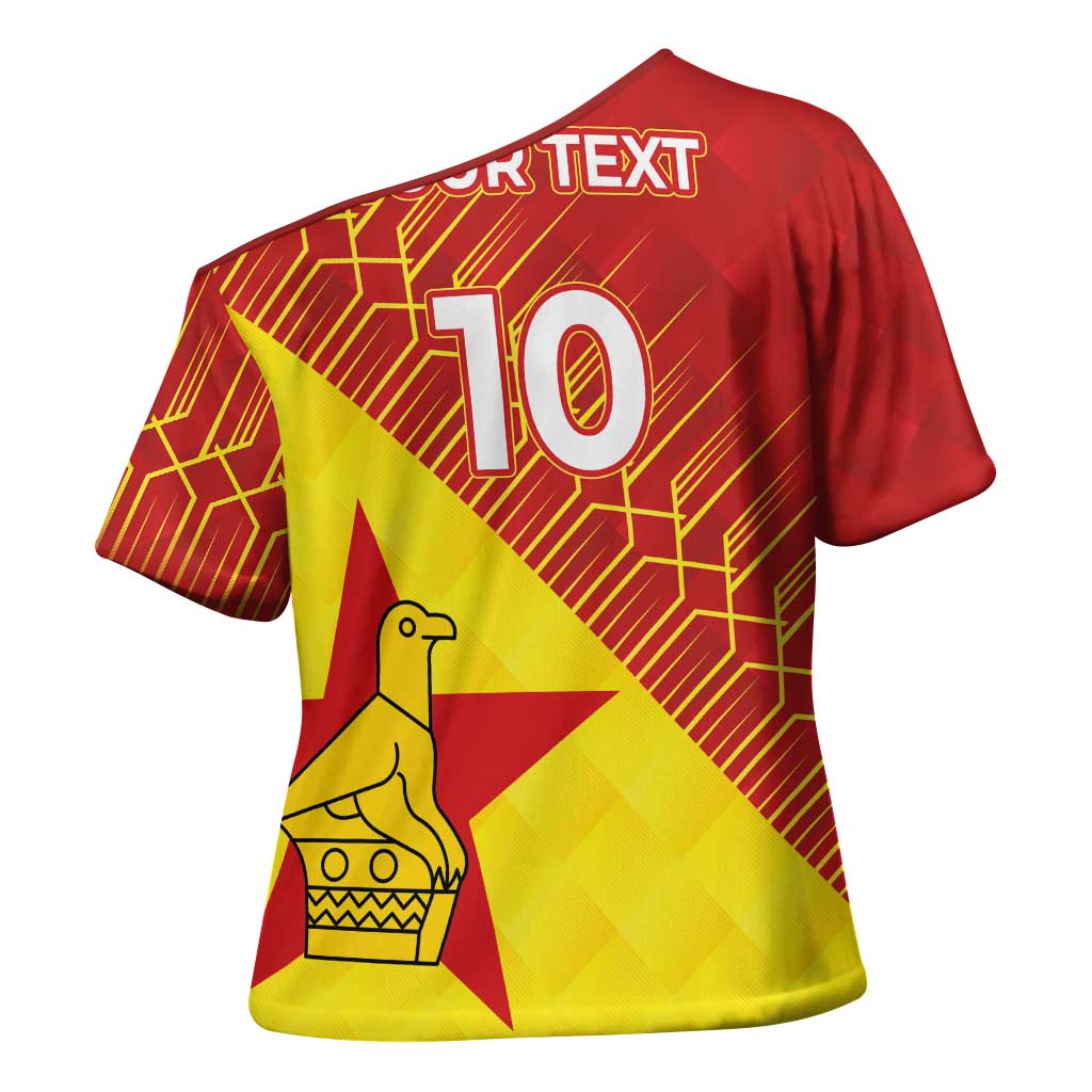 Custom Zimbabwe Cricket Cross Shoulder Shirt Flame Warriors Zimbabwe Spirit - Wonder Print Shop