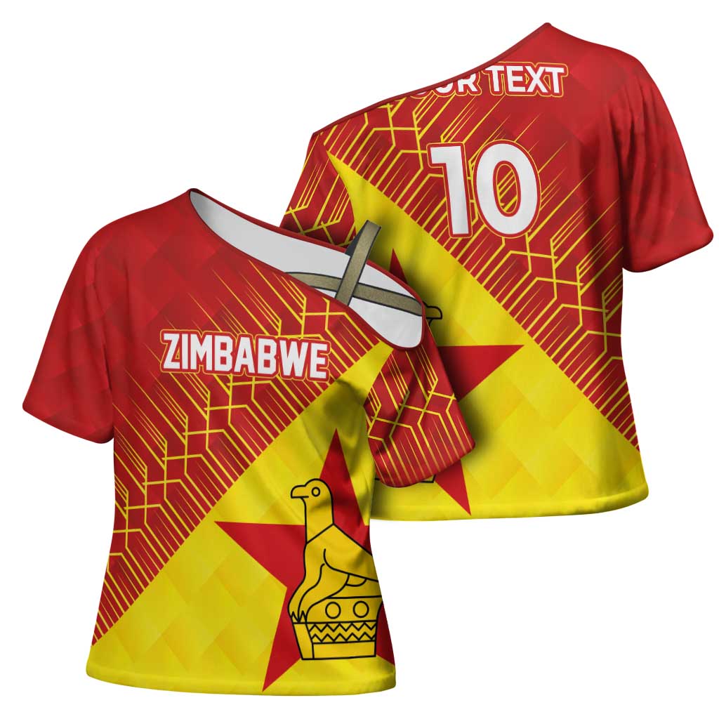 Custom Zimbabwe Cricket Cross Shoulder Shirt Flame Warriors Zimbabwe Spirit - Wonder Print Shop