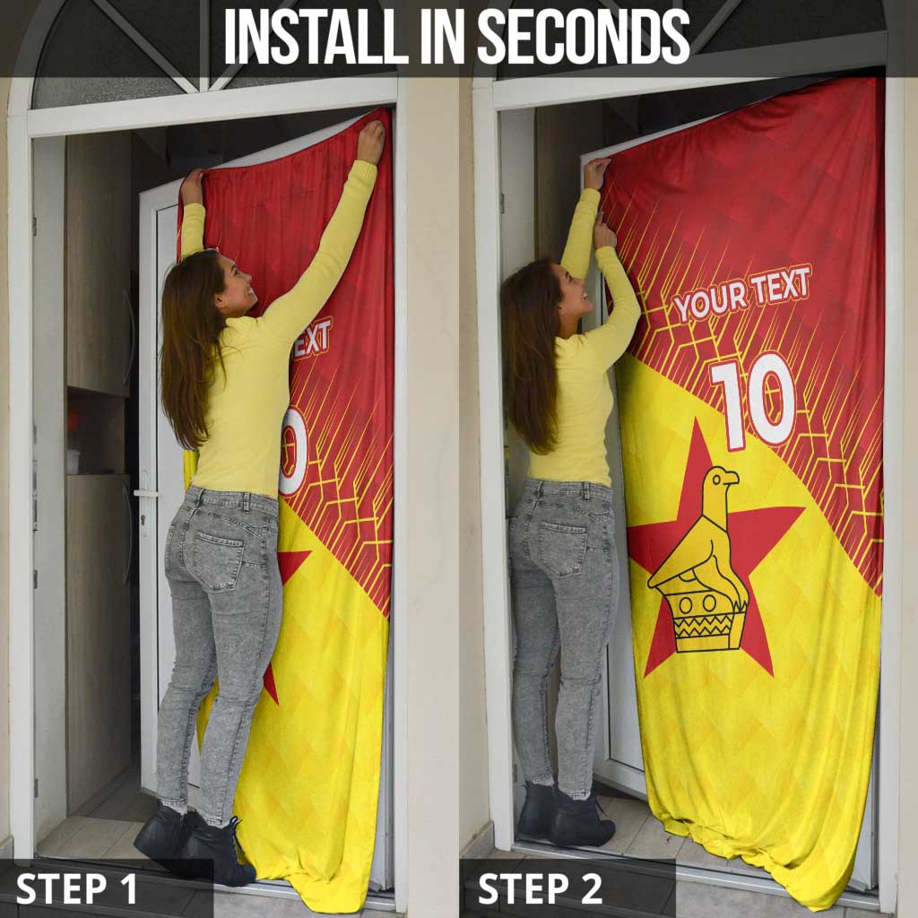 Custom Zimbabwe Cricket Door Cover Flame Warriors Zimbabwe Spirit - Wonder Print Shop