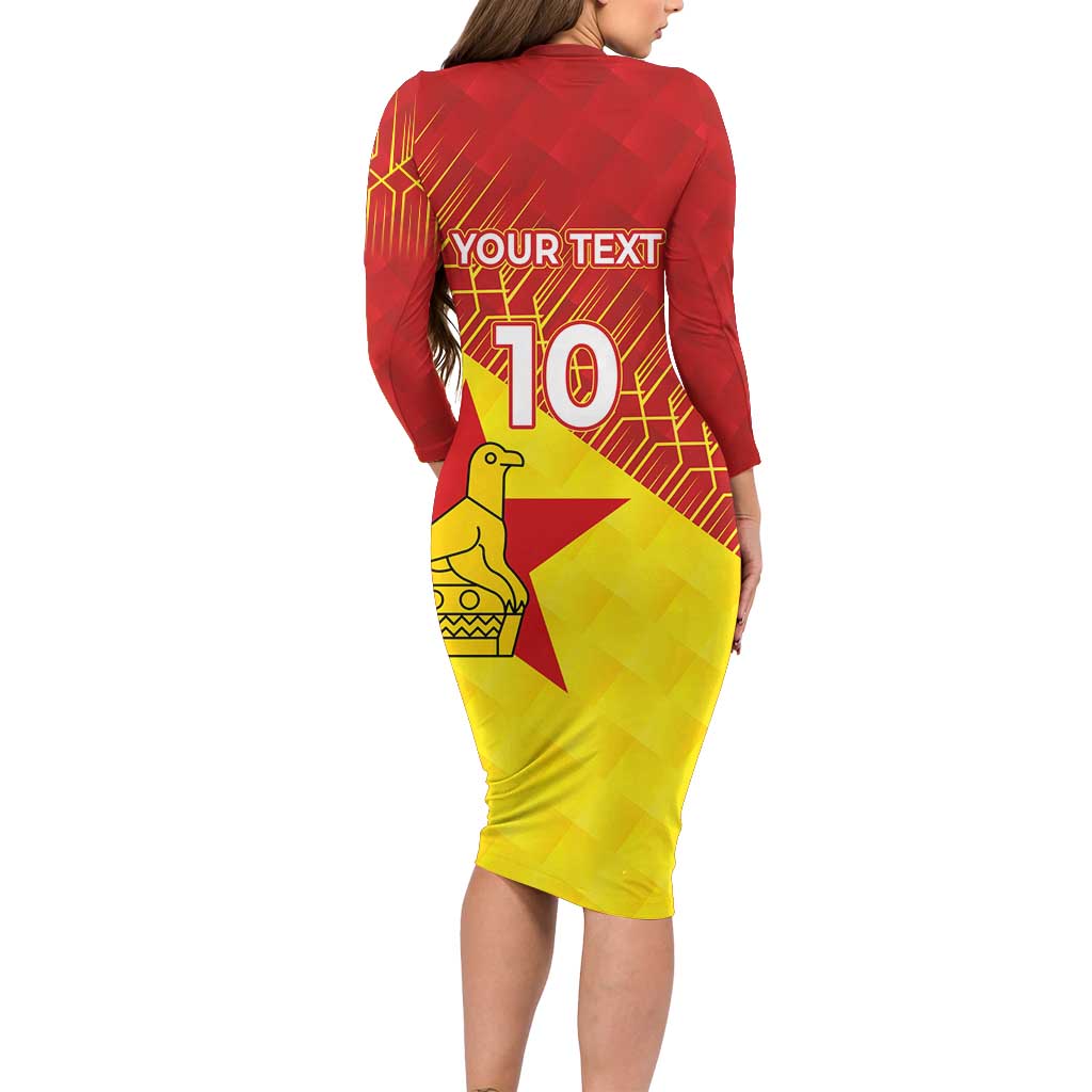 Custom Zimbabwe Cricket Family Matching Long Sleeve Bodycon Dress and Hawaiian Shirt Flame Warriors Zimbabwe Spirit - Wonder Print Shop
