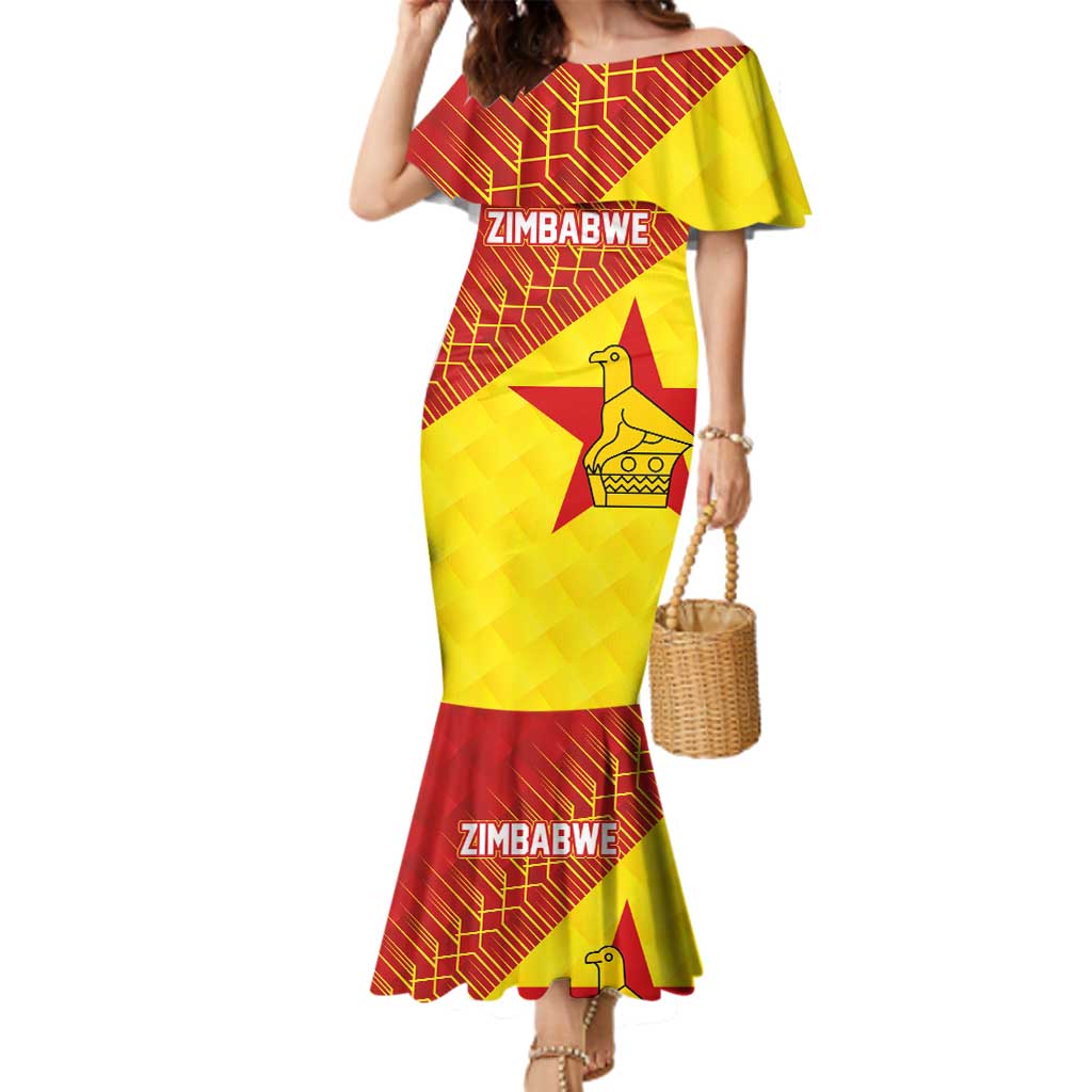 Custom Zimbabwe Cricket Family Matching Mermaid Dress and Hawaiian Shirt Flame Warriors Zimbabwe Spirit - Wonder Print Shop