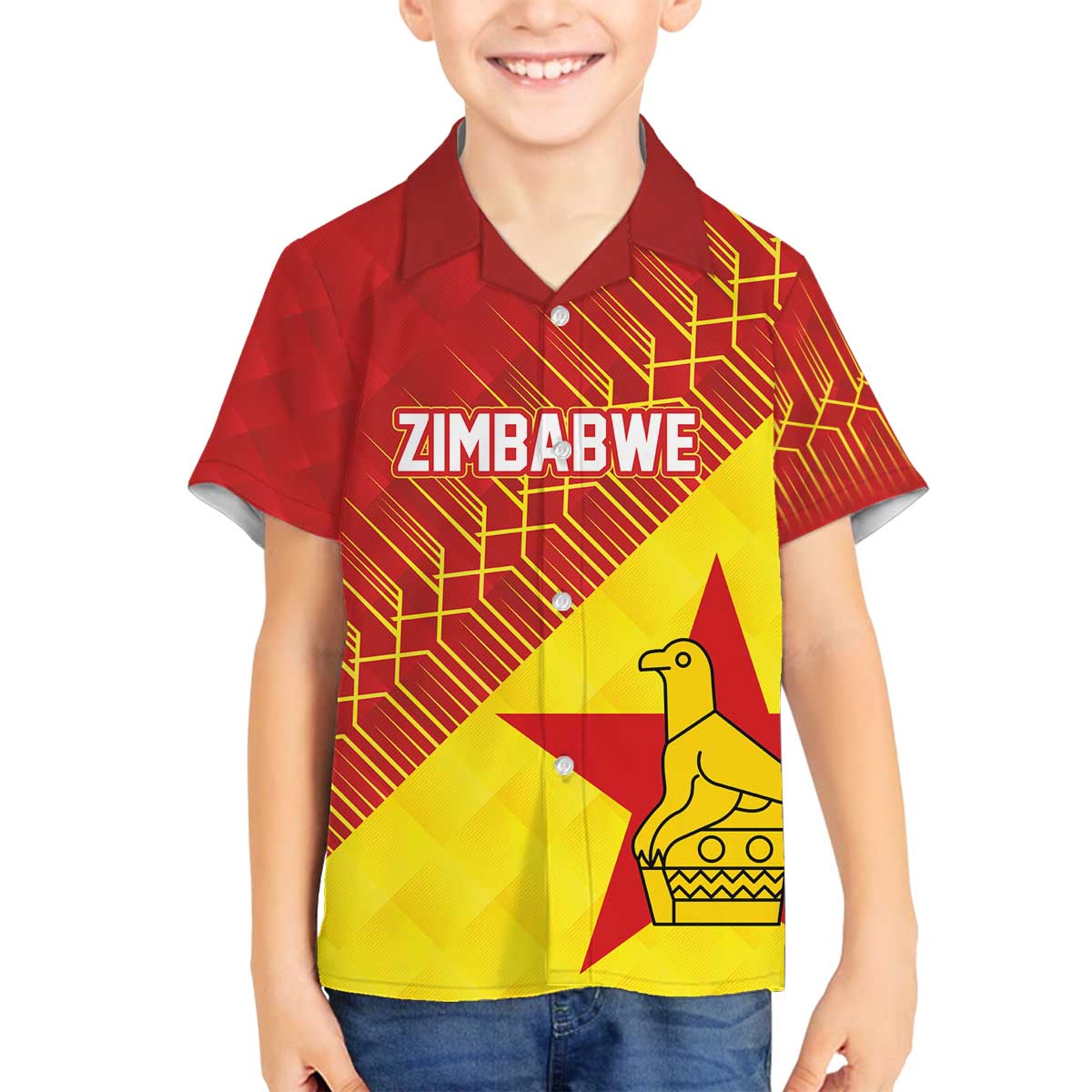 Custom Zimbabwe Cricket Family Matching Off The Shoulder Long Sleeve Dress and Hawaiian Shirt Flame Warriors Zimbabwe Spirit - Wonder Print Shop