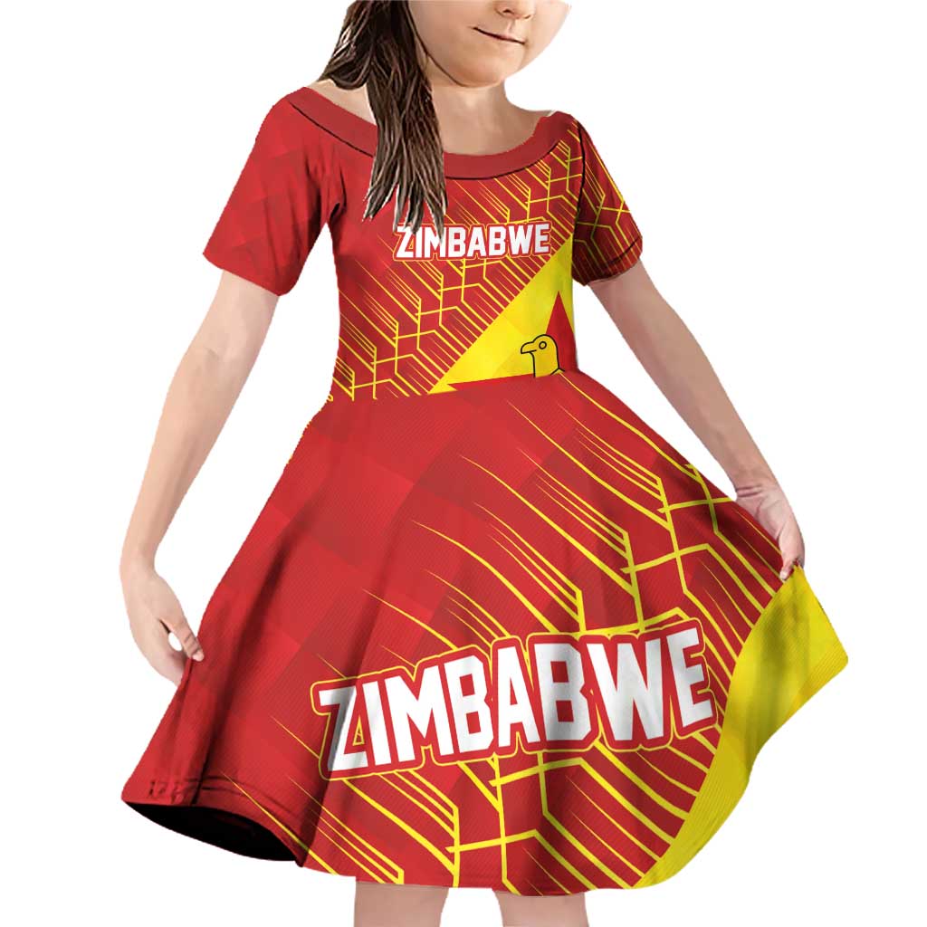 Custom Zimbabwe Cricket Family Matching Off Shoulder Short Dress and Hawaiian Shirt Flame Warriors Zimbabwe Spirit - Wonder Print Shop