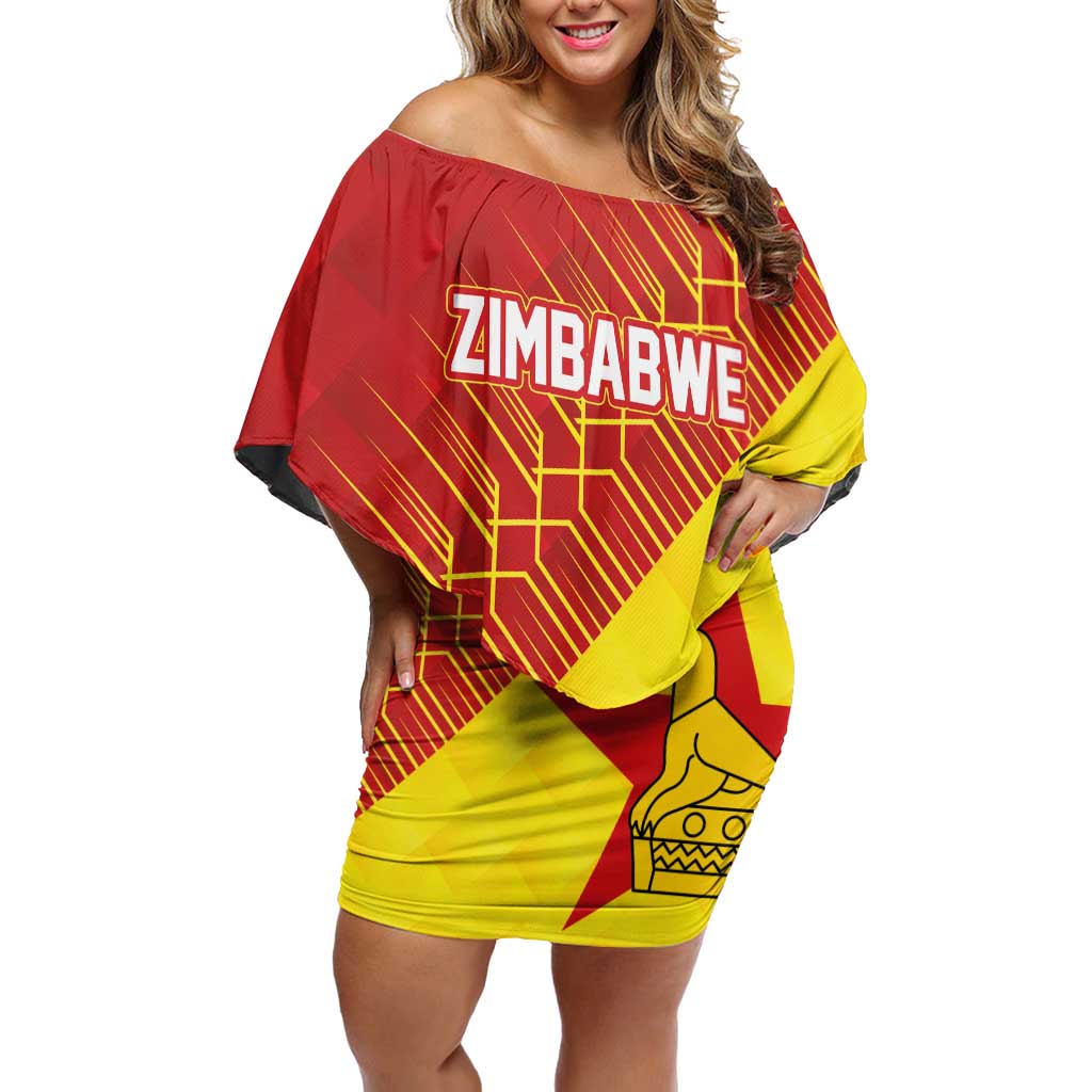 Custom Zimbabwe Cricket Family Matching Off Shoulder Short Dress and Hawaiian Shirt Flame Warriors Zimbabwe Spirit - Wonder Print Shop