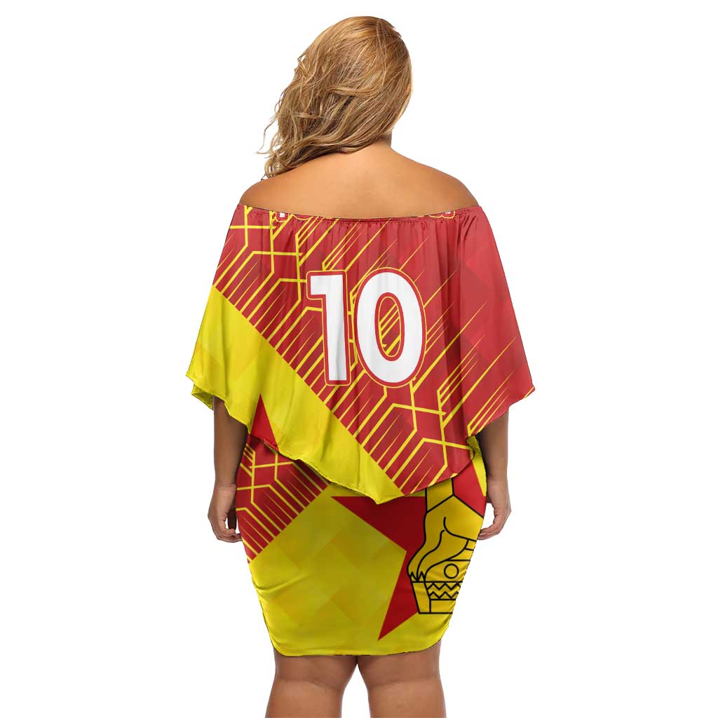 Custom Zimbabwe Cricket Family Matching Off Shoulder Short Dress and Hawaiian Shirt Flame Warriors Zimbabwe Spirit - Wonder Print Shop