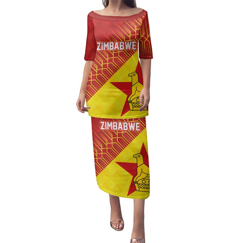 Custom Zimbabwe Cricket Family Matching Puletasi and Hawaiian Shirt Flame Warriors Zimbabwe Spirit - Wonder Print Shop