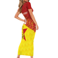 Custom Zimbabwe Cricket Family Matching Short Sleeve Bodycon Dress and Hawaiian Shirt Flame Warriors Zimbabwe Spirit - Wonder Print Shop