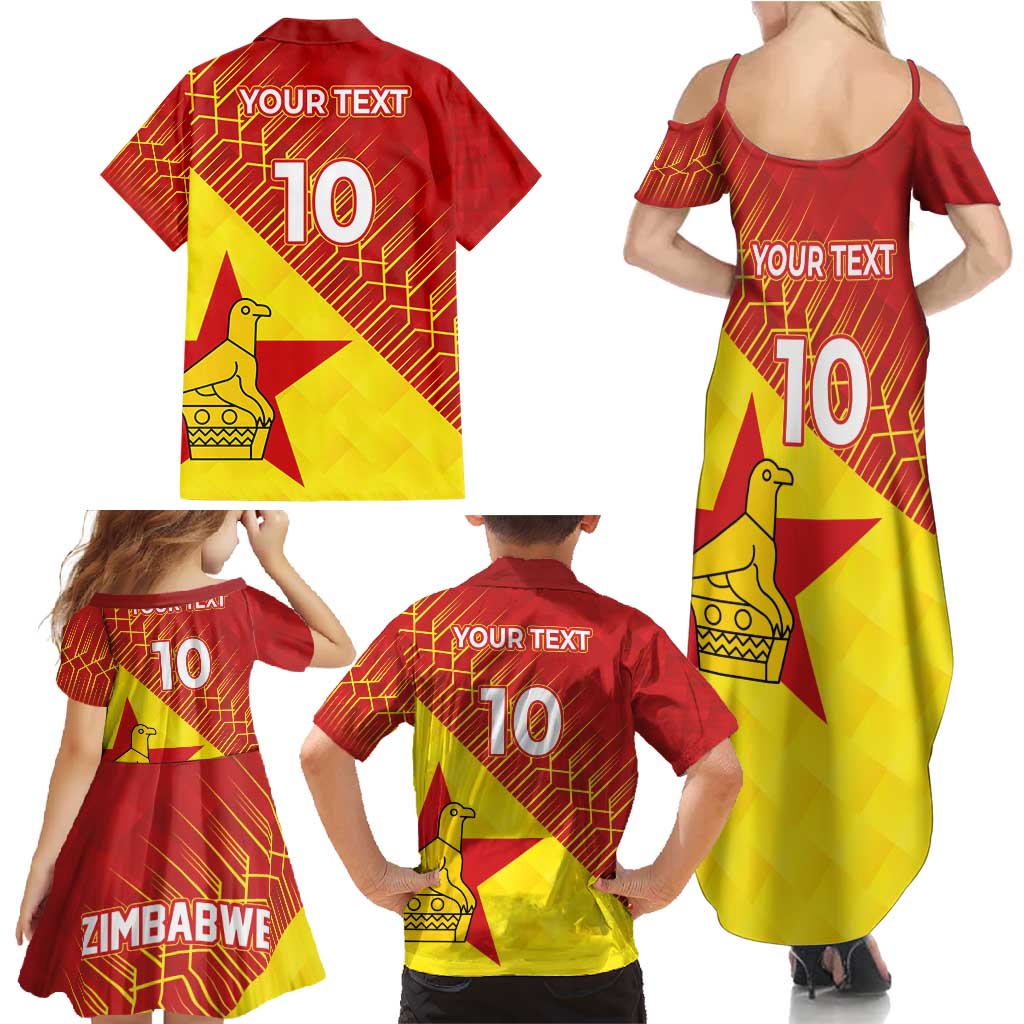 Custom Zimbabwe Cricket Family Matching Summer Maxi Dress and Hawaiian Shirt Flame Warriors Zimbabwe Spirit - Wonder Print Shop