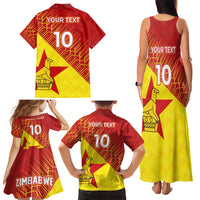 Custom Zimbabwe Cricket Family Matching Tank Maxi Dress and Hawaiian Shirt Flame Warriors Zimbabwe Spirit - Wonder Print Shop
