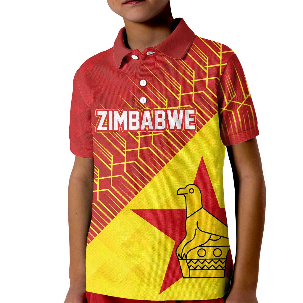 Custom Zimbabwe Cricket Kid Polo Shirt Flame Warriors Zimbabwe Spirit - Wonder Print Shop