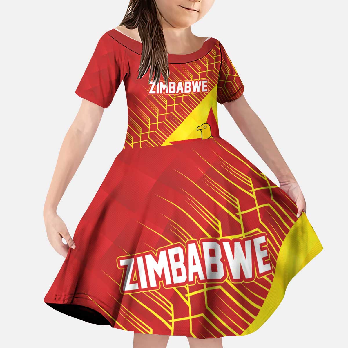 Custom Zimbabwe Cricket Kid Short Sleeve Dress Flame Warriors Zimbabwe Spirit - Wonder Print Shop