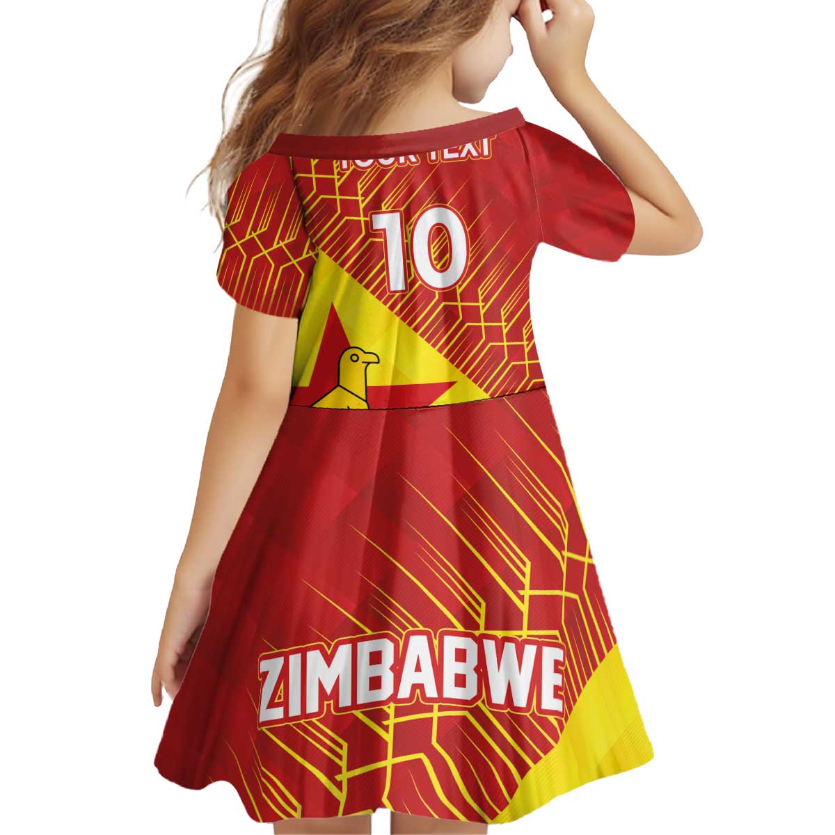 Custom Zimbabwe Cricket Kid Short Sleeve Dress Flame Warriors Zimbabwe Spirit - Wonder Print Shop