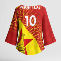 Custom Zimbabwe Cricket Kimono Sleeve Blouse Flame Warriors Zimbabwe Spirit - Wonder Print Shop