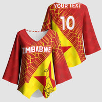 Custom Zimbabwe Cricket Kimono Sleeve Blouse Flame Warriors Zimbabwe Spirit - Wonder Print Shop
