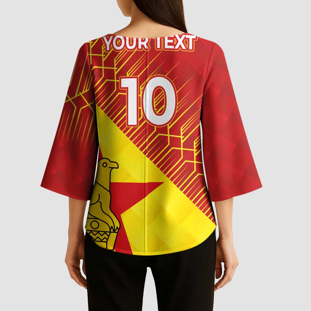 Custom Zimbabwe Cricket Kimono Sleeve Blouse Flame Warriors Zimbabwe Spirit - Wonder Print Shop