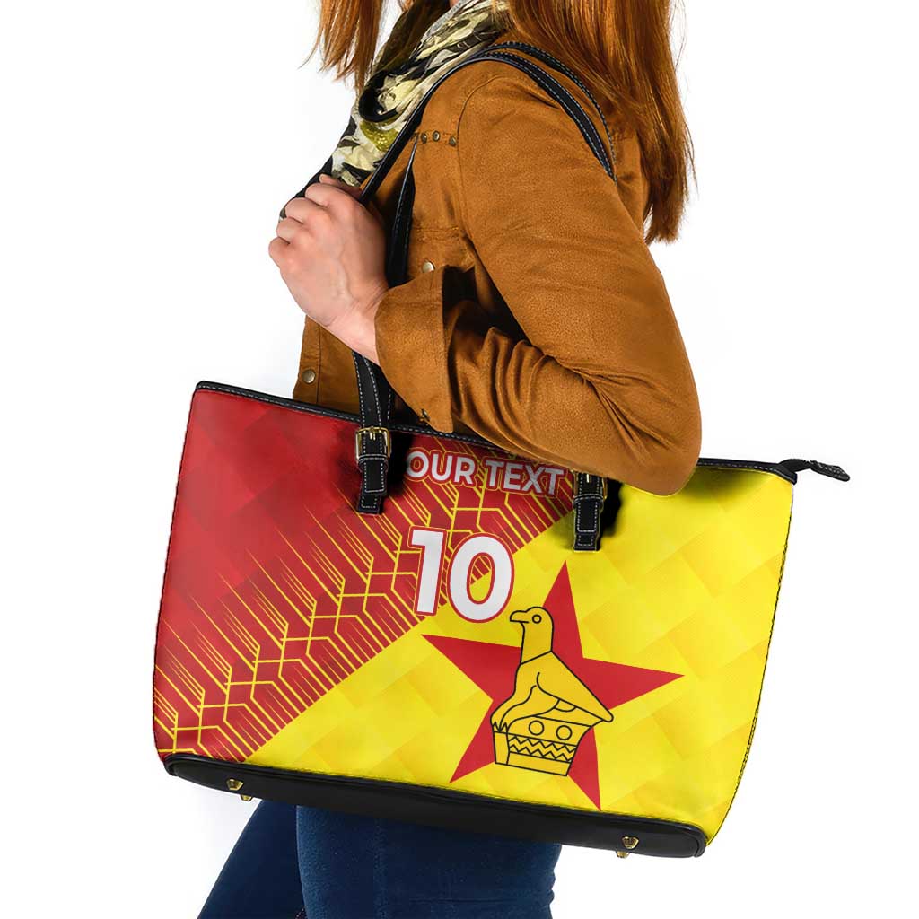 Custom Zimbabwe Cricket Leather Tote Bag Flame Warriors Zimbabwe Spirit - Wonder Print Shop